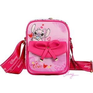 Pink disney stitch crossbody handbag